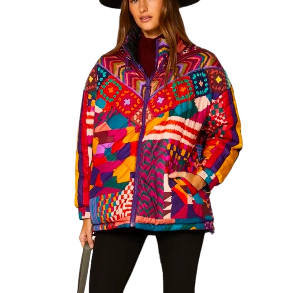 Farm Rio Multicolor Patchwork Jacket - image 1